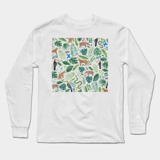 Tropical Leaves and Jungle Animals Long Sleeve T-Shirt